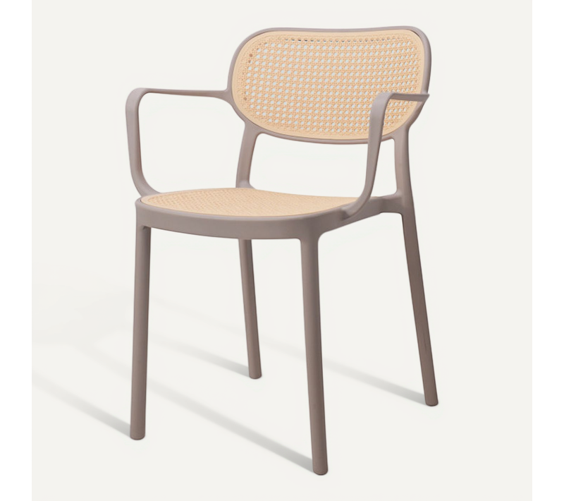 Chaise De Salle À Manger Beige Style Vintage Avec Accoudoirs