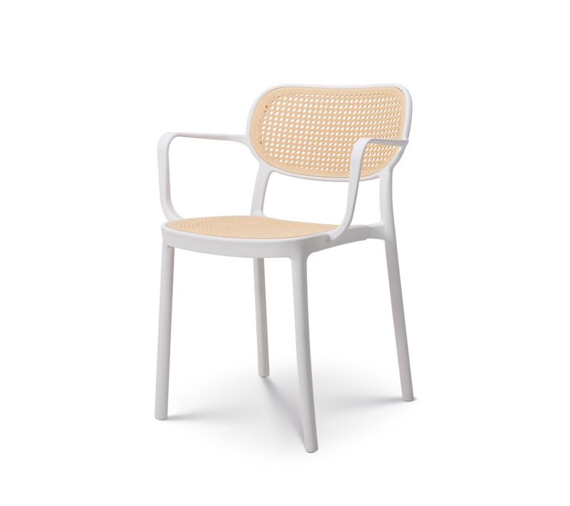 Chaise De Salle à Manger Blanche Style Vintage Avec Accoudoirs