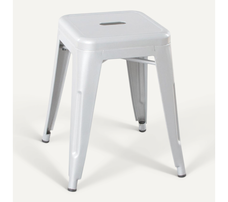 Tabouret En Métal Blanc Mat - Hauteur 46 Cm