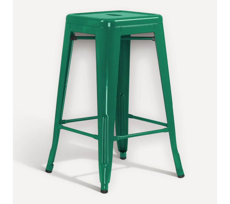 Tabouret De Bar Style Industriel Vert Sapin Brillant - Hauteur 66 Cm