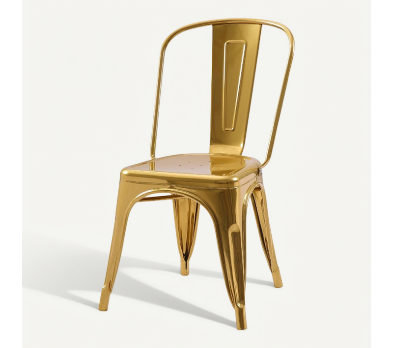 Chaise Style Industriel En Métal Couleur Or - Finition Brillant