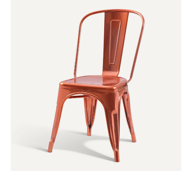 Chaise Style Industriel En Métal Couleur Cuivre - Finition Brillant