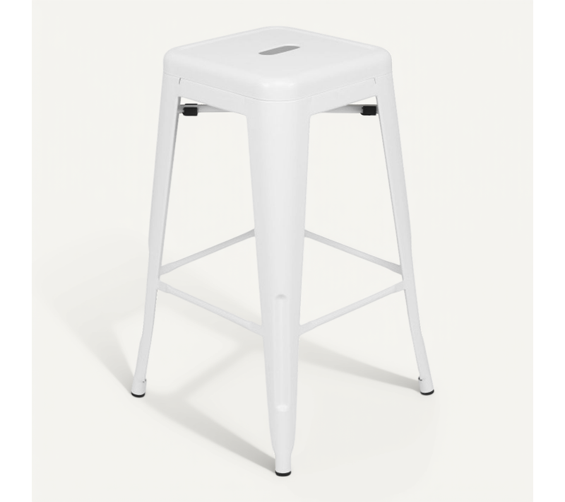 Tabouret De Bar En Métal Blanc Mat Style Industriel - Hauteur 66 Cm