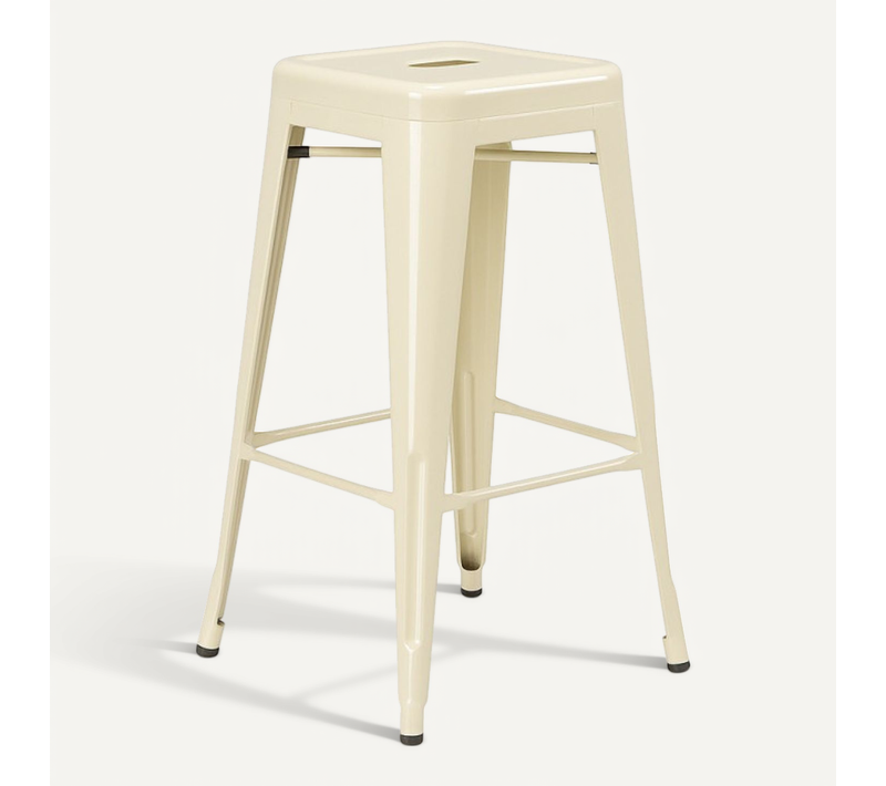 Tabouret Design Industriel – Métal Beige Brillant – Cuisine, Bar, Ilot Central