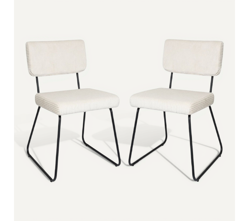 Lot De 2 Chaises Design Matys En Velours Côtelé Coloris Beige