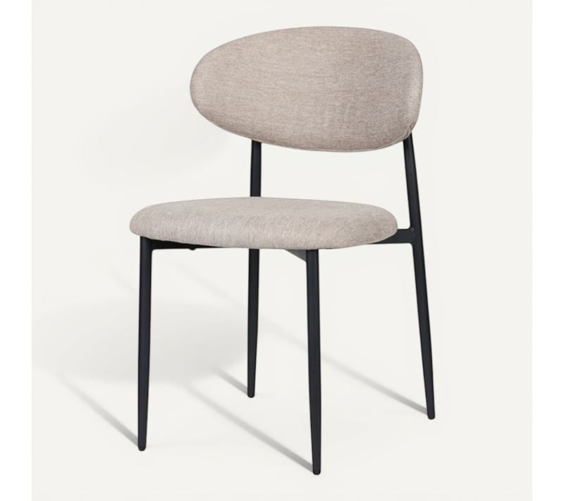 Chaise Design Avec Pieds En Métal Noir Et Assise Rembourrée En Tissu Brun Café