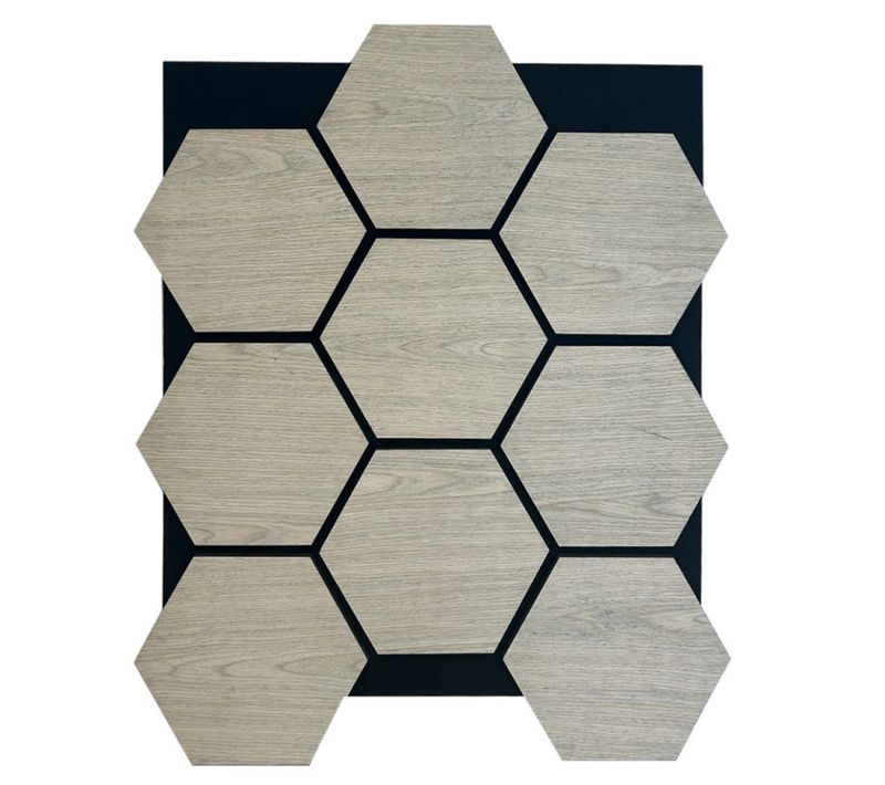 Lot De 4 Panneaux Muraux Hexagonaux – Finition Chêne Blanc