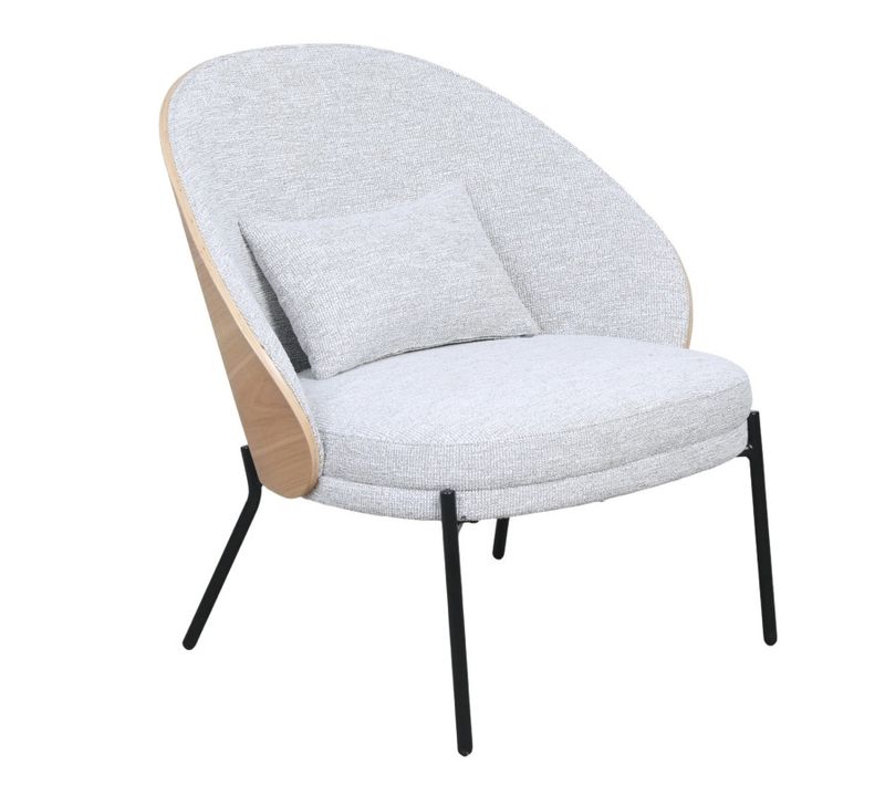 Fauteuil De Salon Design Scandinave Cocoon – Bois Clair et Tissu Beige – Assise Rembourrée