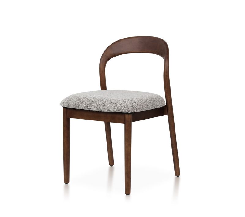 Chaise Elena En Bois D'hévéa Et Tissu Chiné Rembourré Brun