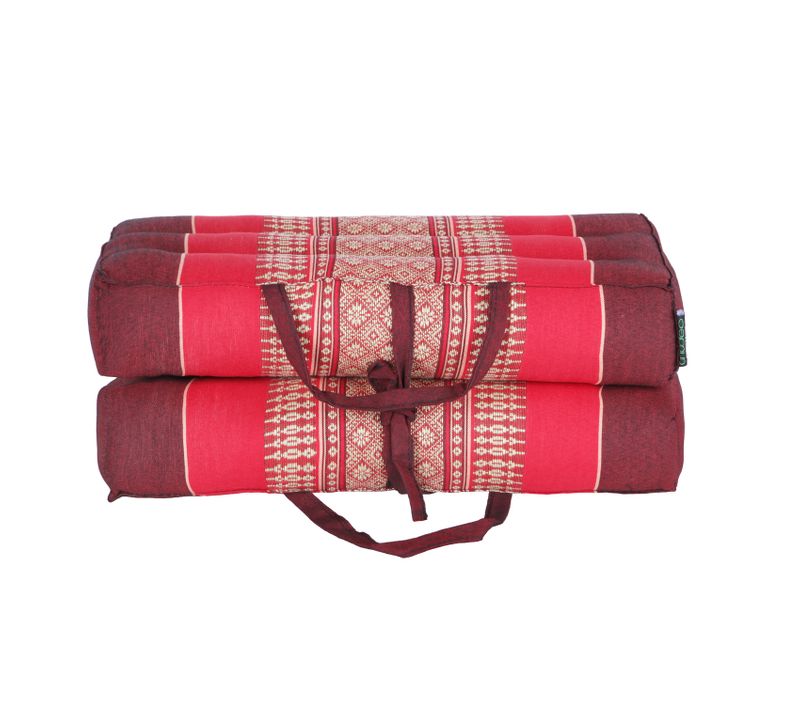 Coussin De Yoga Et Méditation En Kapok Naturel - Rouge - Confort Optimal, Posture Alignée, Coutures