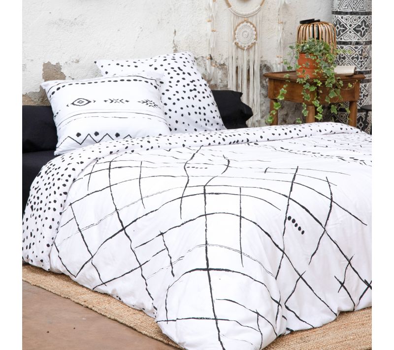 Parure De Lit (housse De Couette + 2 Taies D'oreiller) 240x220 Ikat Blanc