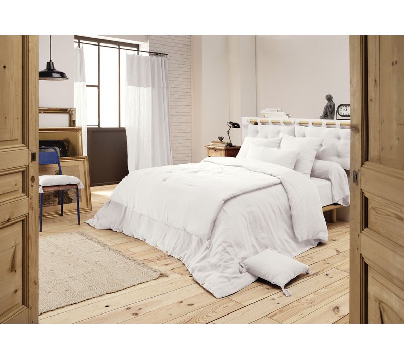 Housse De Couette 260 X 240 Cm – Double Gaze De Coton – Gaïa Blanc