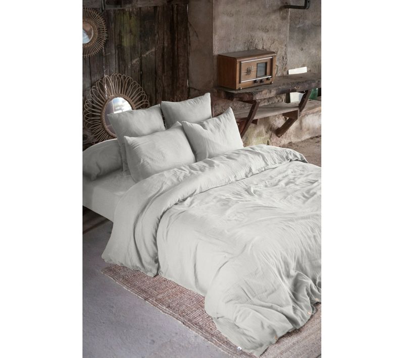 Housse De Couette 240 X 220 Cm – Double Gaze De Coton Luxe - Nuage