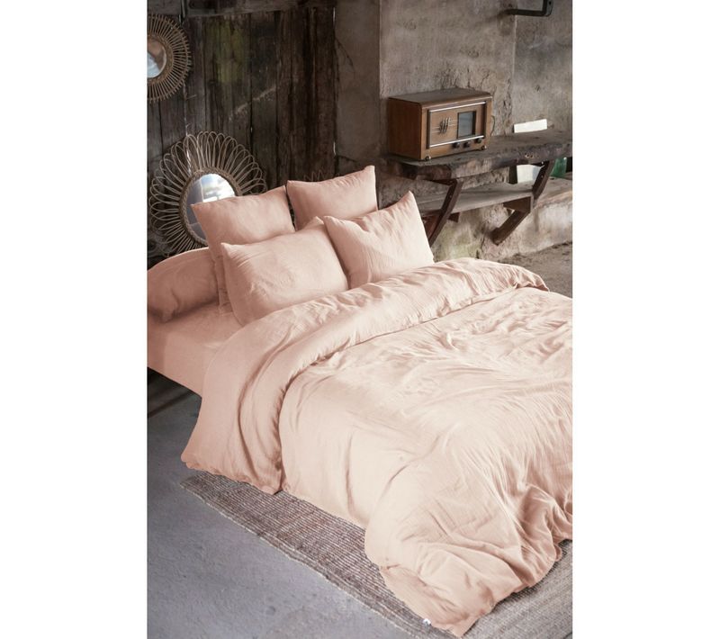 Housse De Couette 240 X 220 Cm – Double Gaze De Coton Luxe - Guimauve