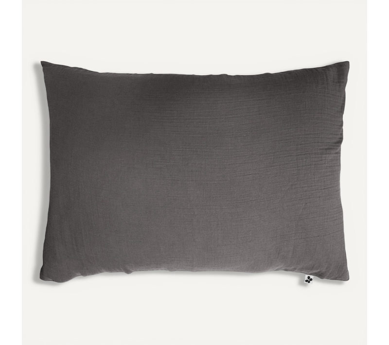 Taie D'oreiller Double Gaze De Coton 50 X 70 Cm Granit - Gaïa
