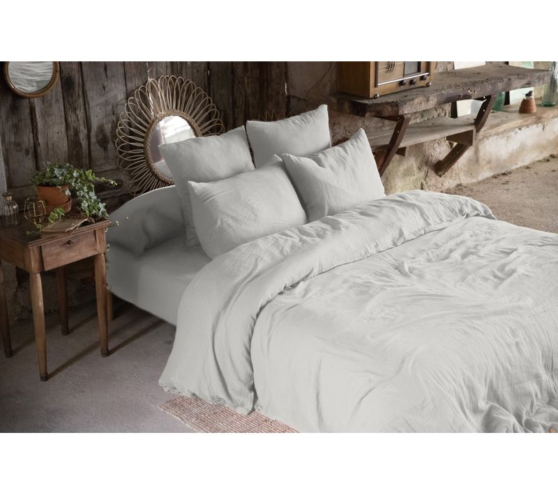 Pack Gaze De Coton — Parure De Couette 220 X 240 Cm + Drap Housse 140x190 + 2 Taies 60x60 - Nuage