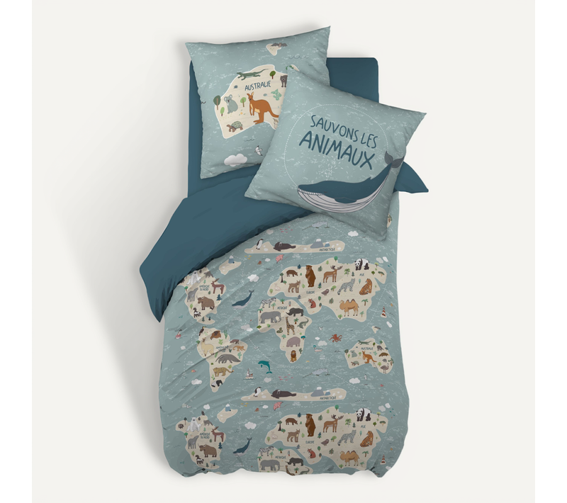 Parure De Lit (housse De Couette + 1 Taie D'oreiller) 140x200 Map Multicolore