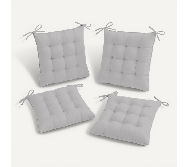 Lot De 4 Galettes De Chaise En Polyester 40 X 40 Cm Gris