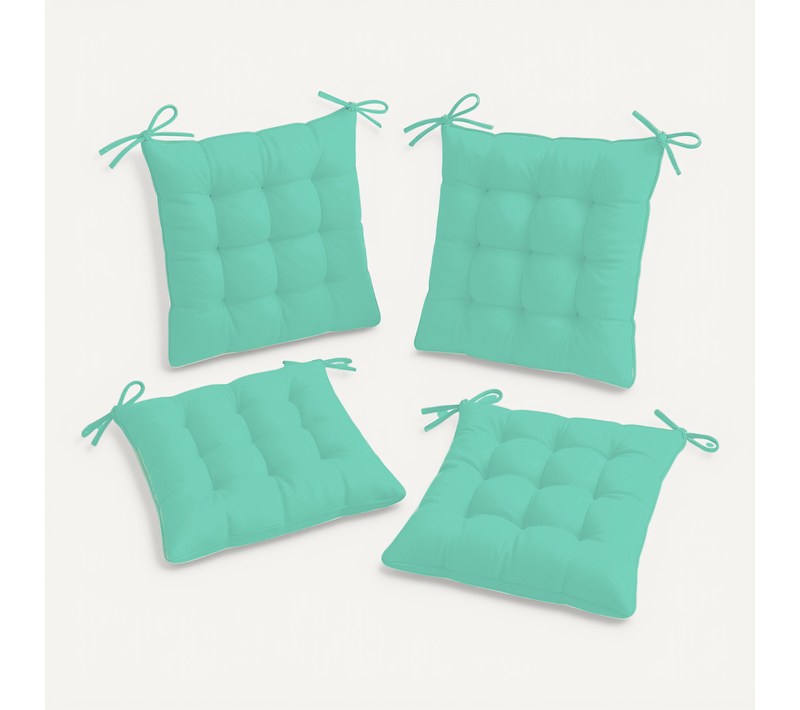 Lot De 4 Galettes De Chaise En Polyester 40 X 40 Cm Vert