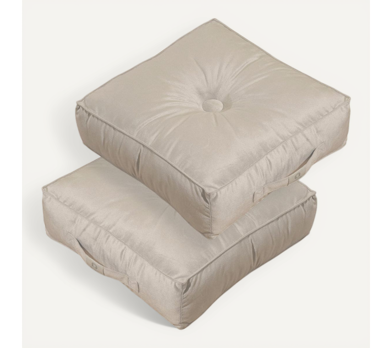 Pouf En Velours 40 X 40 X 14 Cm Ensemble De 2 - Gris Clair