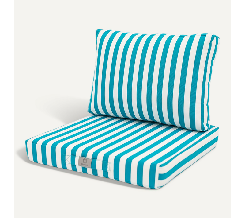 Coussins Pour Salon De Jardin Déhoussable 50x50cm Rayure Turquoise