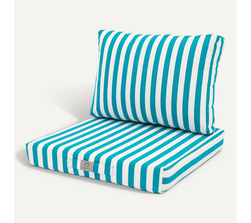 Coussins Pour Salon De Jardin Déhoussable 60x60cm Rayure Turquoise