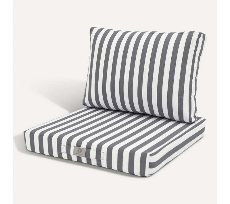 Coussins Pour Salon De Jardin Déhoussable 60x60cm Rayure Gris Foncé
