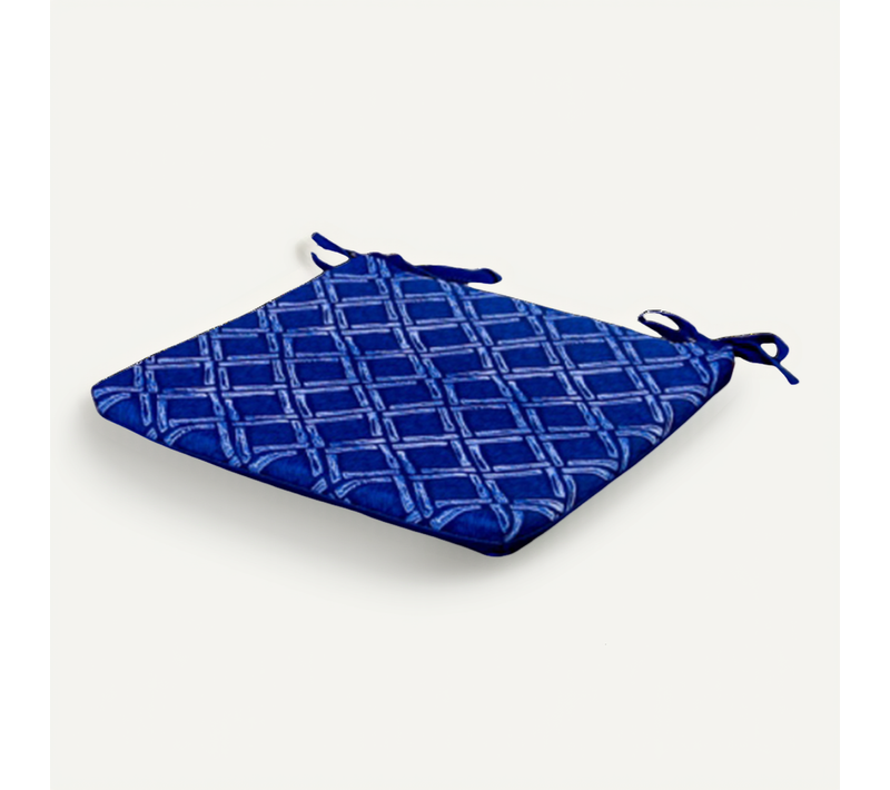 Lot De 4 Galettes De Chaise Motif Nautique Bleu 35x35 Cm