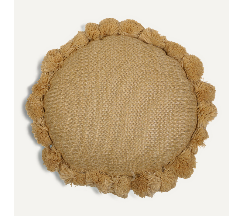 Coussin Effet Raphia - Forme De Soleil - 50x15cm