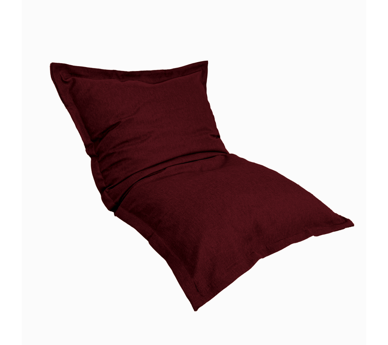 Pouf Intérieur XL - Housse Effet Lin - 150x100cm - Prune
