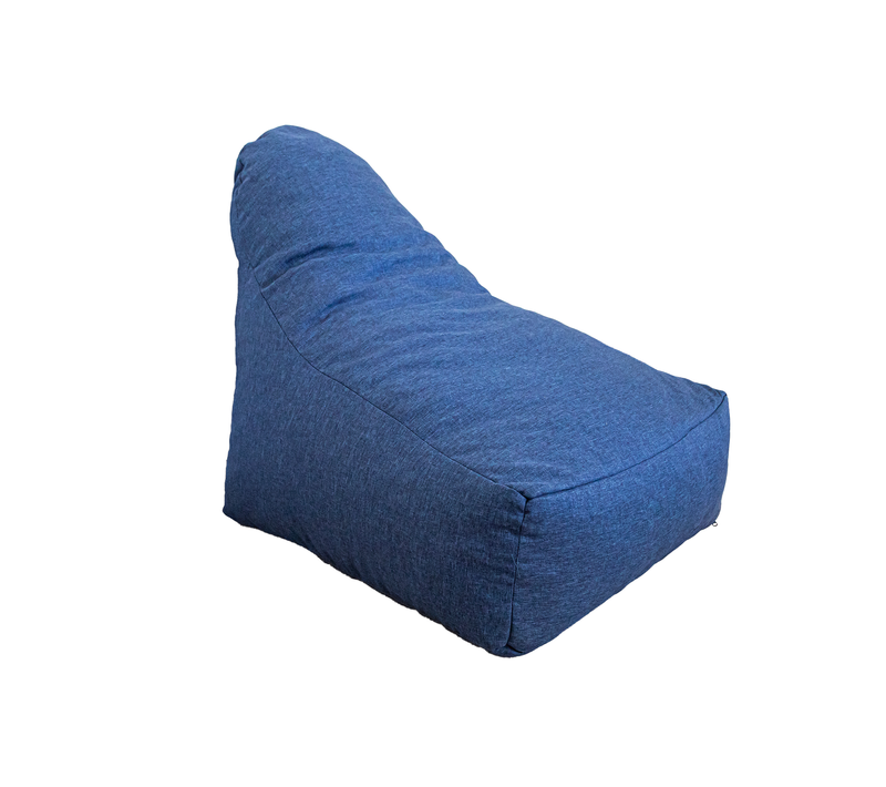 Pouf Fauteuil XXL Tissu Effet Lin - 120x70x90 Cm - Bleu