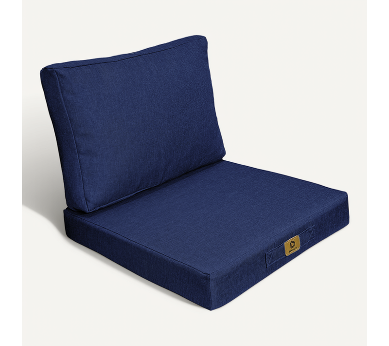 Coussins Pour Fauteuil Effet Lin Déhoussable 50x50cm Bleu Indigo