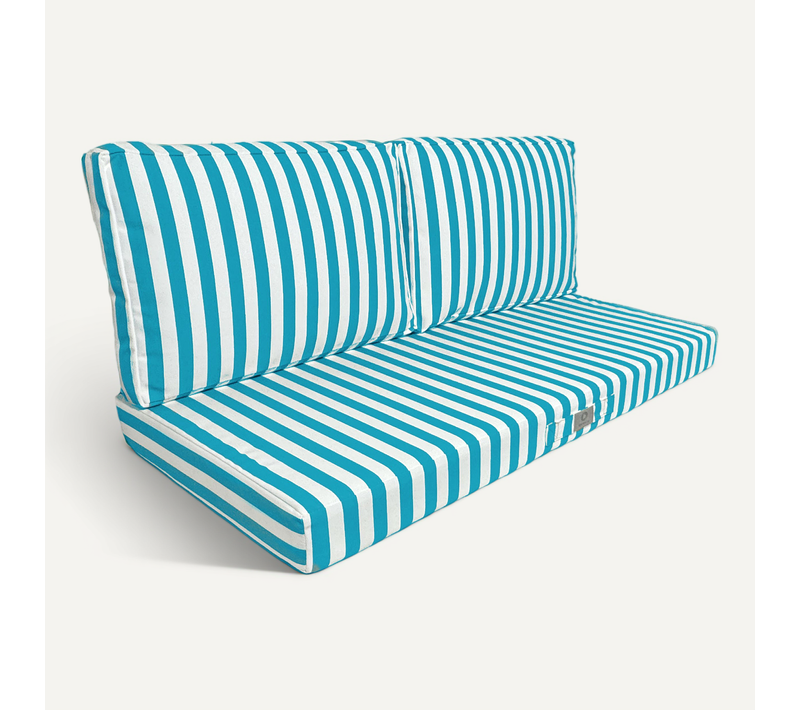 Coussins Pour Salon De Jardin Déhoussable 120x60cm Rayure Turquoise