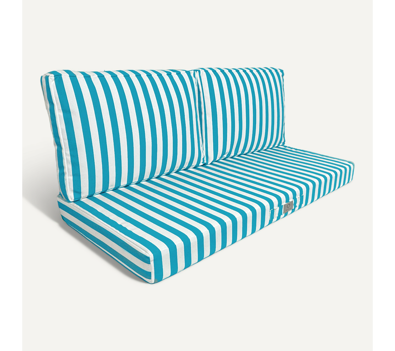 Coussins Pour Salon De Jardin Déhoussable 100x50cm Rayure Turquoise