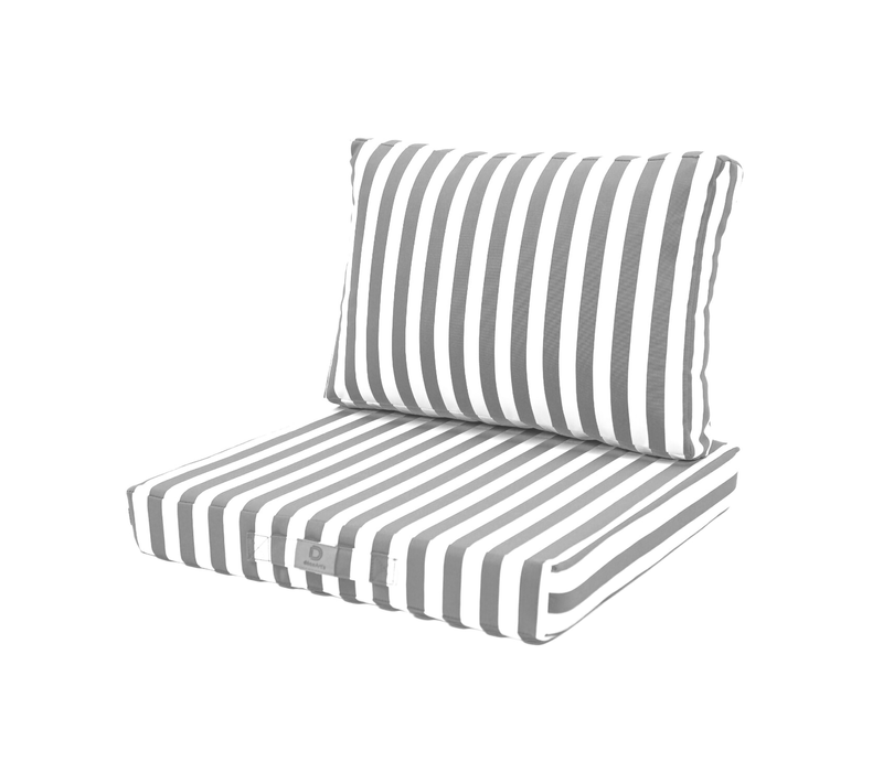 Coussins Pour Salon De Jardin Déhoussable 50x50cm Rayure Gris Clair