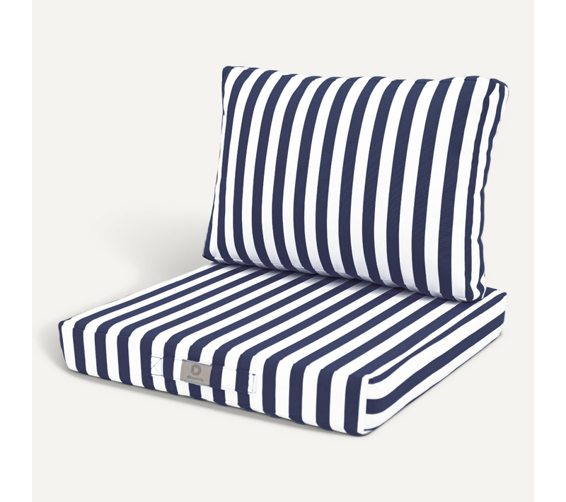 Coussins Pour Salon De Jardin Déhoussable 50x50cm Rayure Bleu Marine