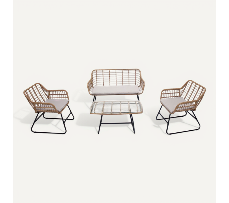 Parea - Salon De Balcon Rotin Et Acier 4 Places