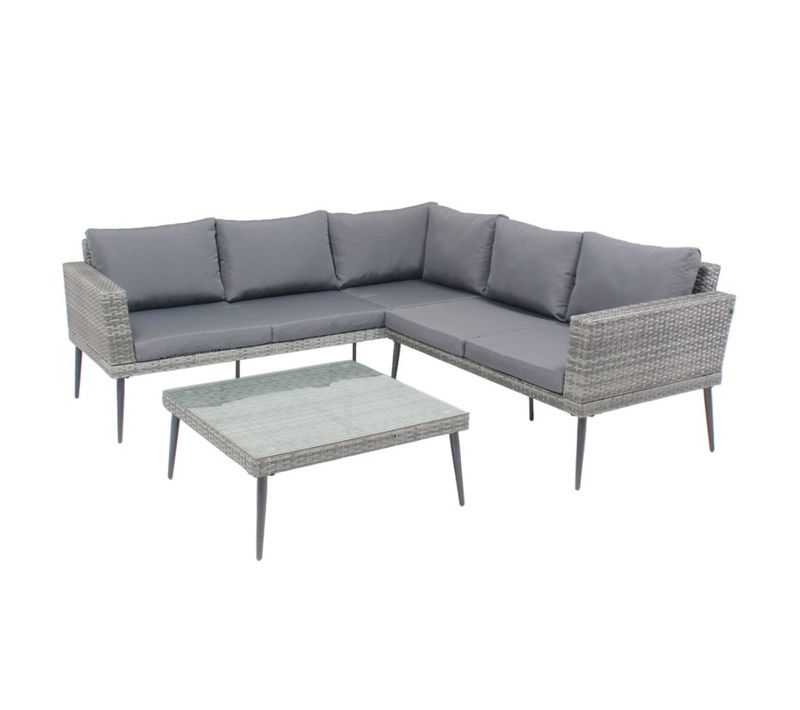 Tefari Salon De Jardin Bas - Résine Et Acier 5 Places