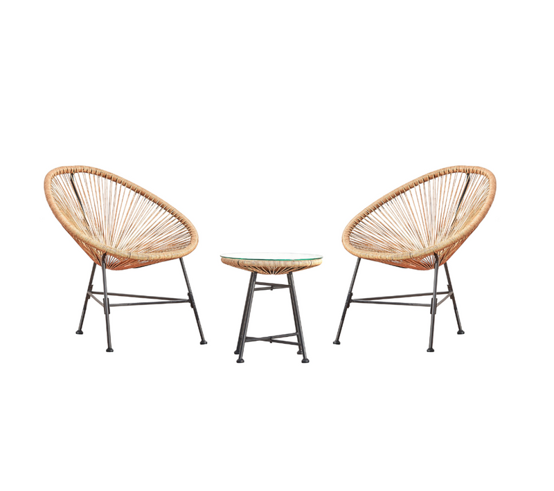 Acapulco - Ensemble De 2 Fauteuils Et Table Basse Beige