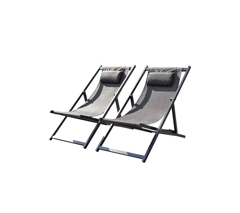 Tevata, Lot De 2 Transats Alu Gris