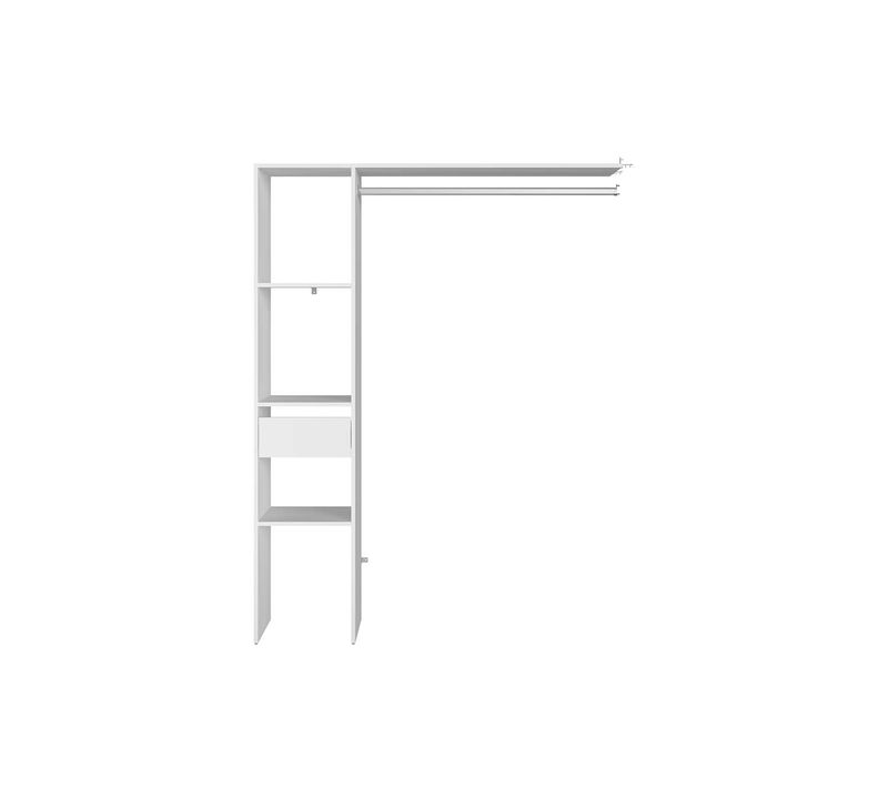 Elysée - Dressing Blanc Avec 3 Étagères, 1 Tiroir Et Une Penderie : 138 X 40 X 180 Cm