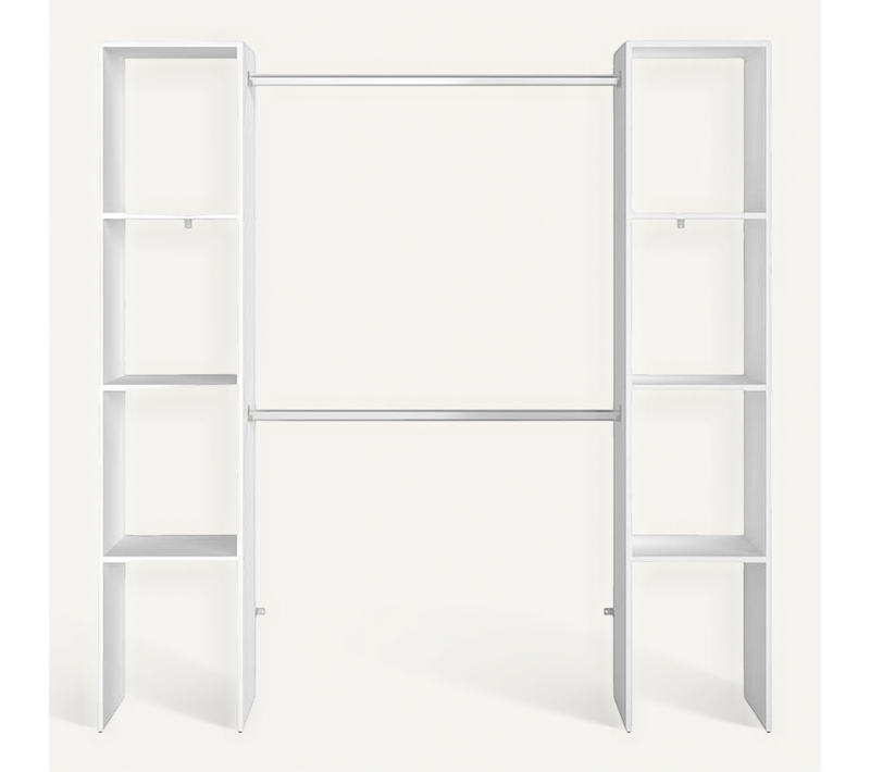 Elysée - Dressing Blanc Avec 6 étagères Et 2 Penderies : 180 X 40 X 180 Cm