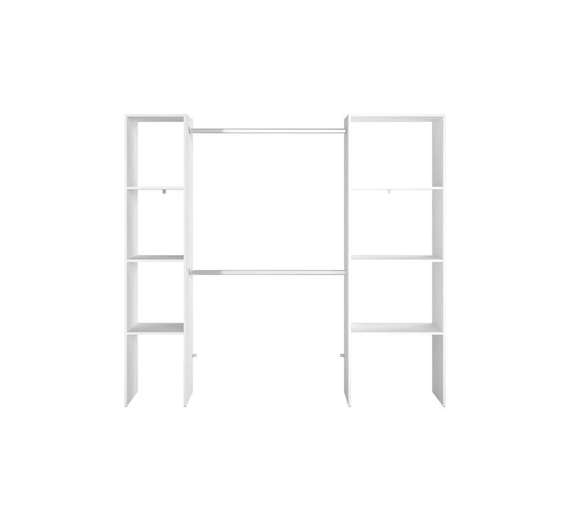 Elysée - Dressing Blanc Avec 6 étagères Et 2 Penderies : 198 X 40 X 180 Cm