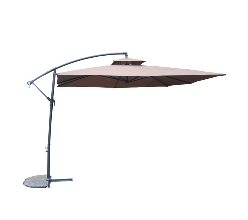 Capri - Parasol Carré Déporté 3x3 Marron En Aluminium