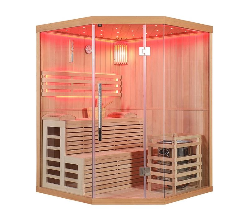 Sauna D'angle Finlandais Boreal® Nordica Vapeur V34 (3-4 Places) - 152 X 152 X H.200