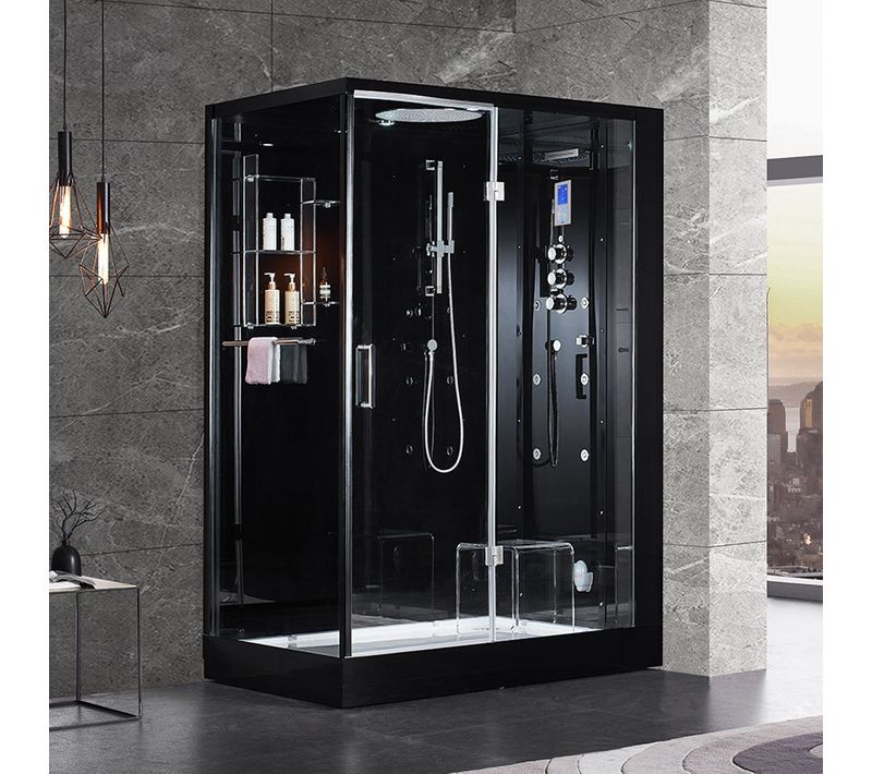 Cabine Douche Hammam Duo Archipel® Pro 145d Black (145x95cm) - 2 Places