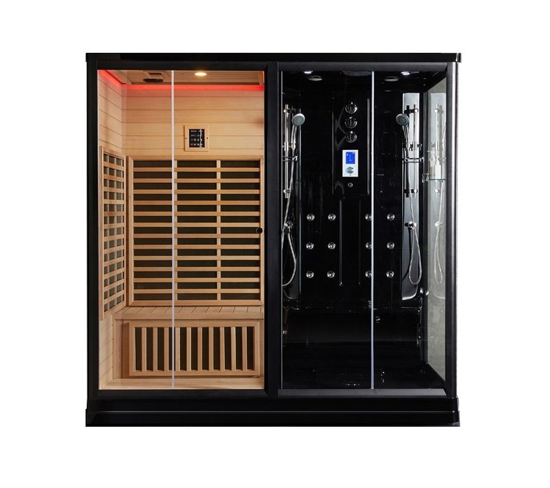 Combi Sauna Infrarouge Douche Hammam Boreal® Ir-h 220g Black - Gauche
