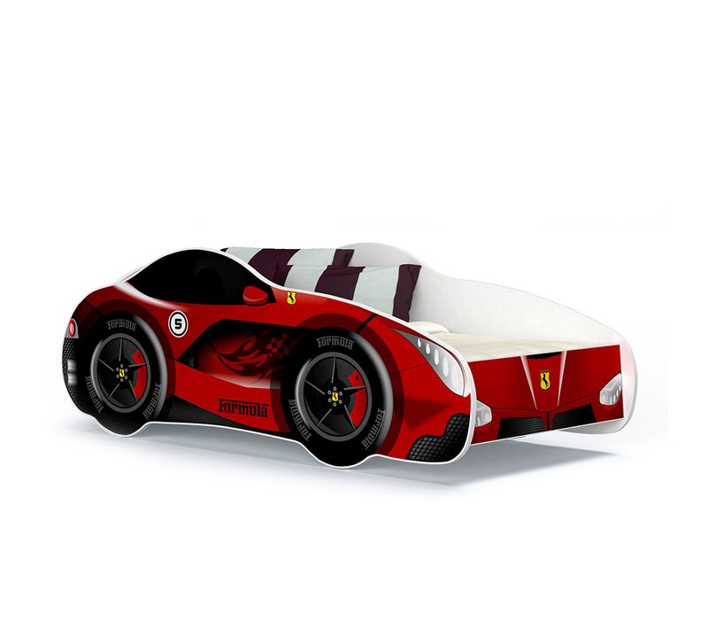 Lit Enfant Voiture 70x140 14 Ferrari Thème Livré Avec Sommiers Et Matelas En Mousse De 7cm