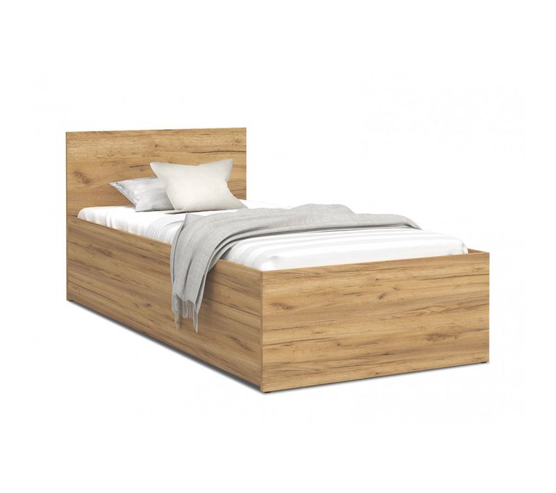 Lit Coffre 90 X 190 Cm Panama - Coffre De 470 Litres - Sommier Inclus - Chêne