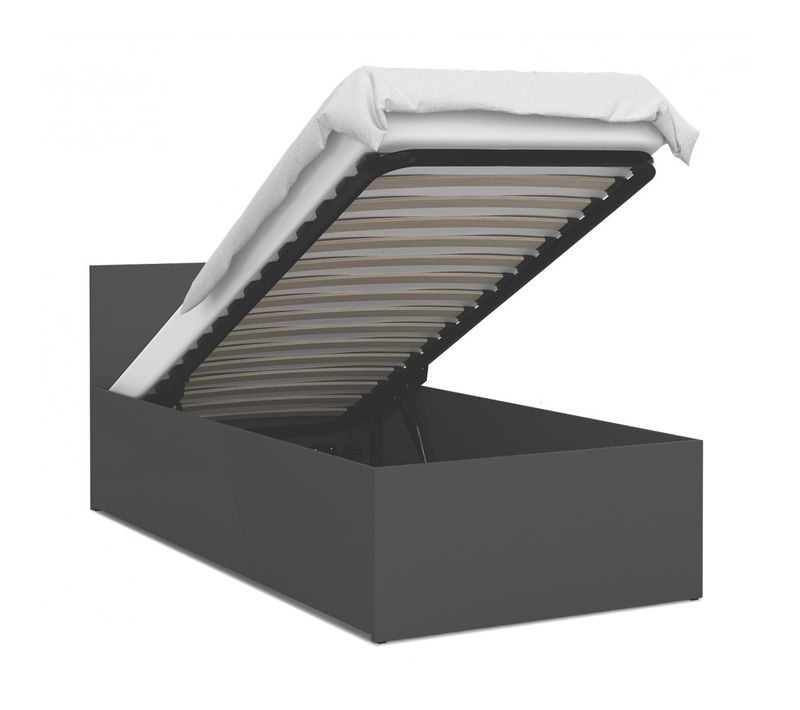 Lit Coffre 90 X 190 Cm Panama - Coffre De 470 Litres - Sommier Inclus - Gris